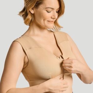 Tommie Copper Women's Nude Zip Up Shoulder Support Bra Small